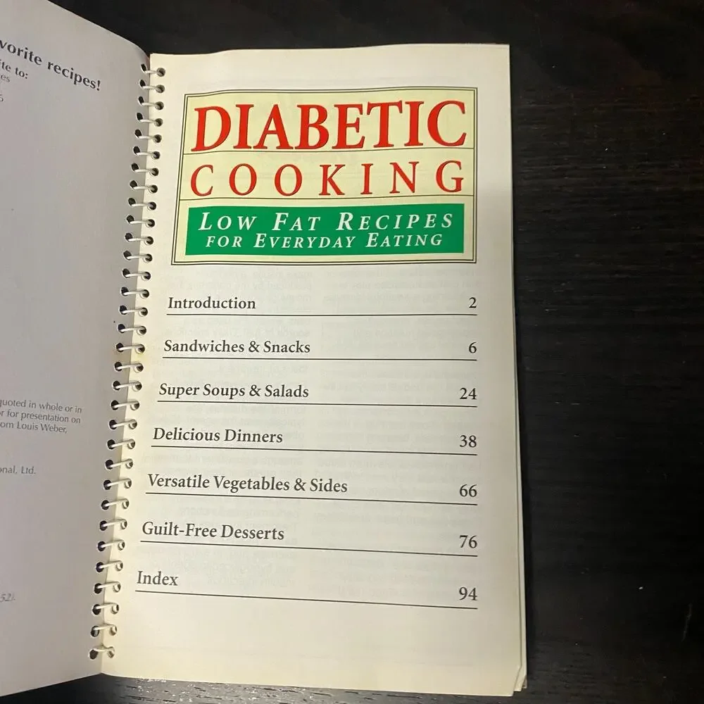 Diabetic Cooking Low Fat Recipes for Everyday Eating, Cookbook